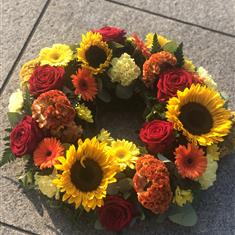 Sunflower &amp; Celosia wreath