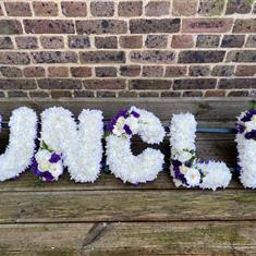 UNCLE Letters- Purple and White 
