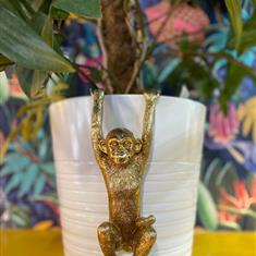 Antique Gold Hanging Monkey Pot Decor