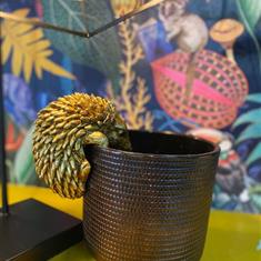 Antique Gold Hanging Hedgehog Pot Decor 