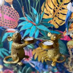Pair Of Gold Mouse Candle Holders