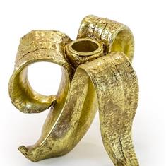 Peeled Antique Gold Banana Candle Holder