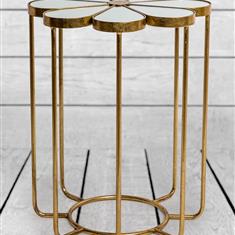 Antique Bronze Flower Metal Side Table 