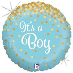 It&#39;s A Boy Balloon Blue &amp; Gold