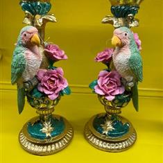 Pair Of Ornate Parrot Candle Holders