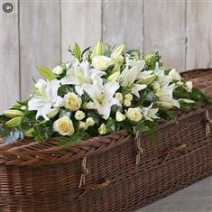 White Rose And Lily Casket Spray