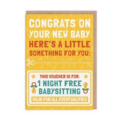 Babysitting Card New Baby