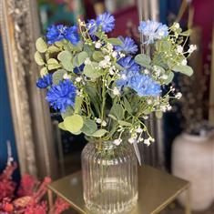 Cornflower &amp; Foliage Mix In Vase
