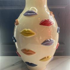 Large Multi Coloured Lips Vase